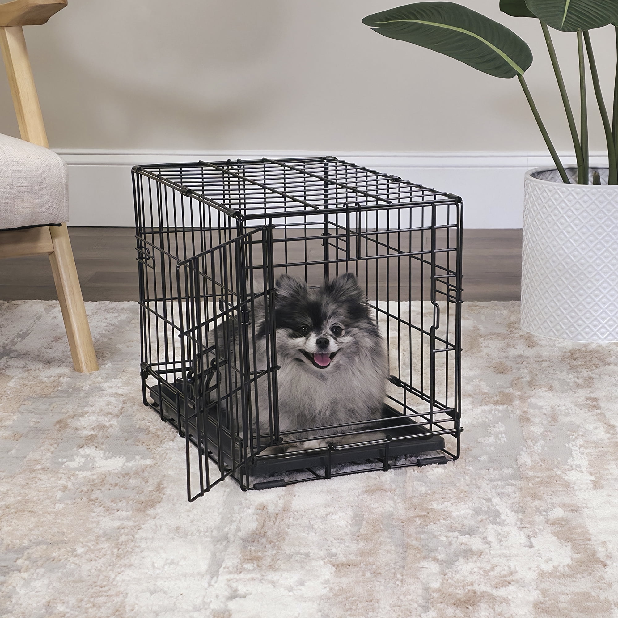 Vibrant Life Foldable 18" Wire Crate for Dogs with Divider and Leak-Proof Tray