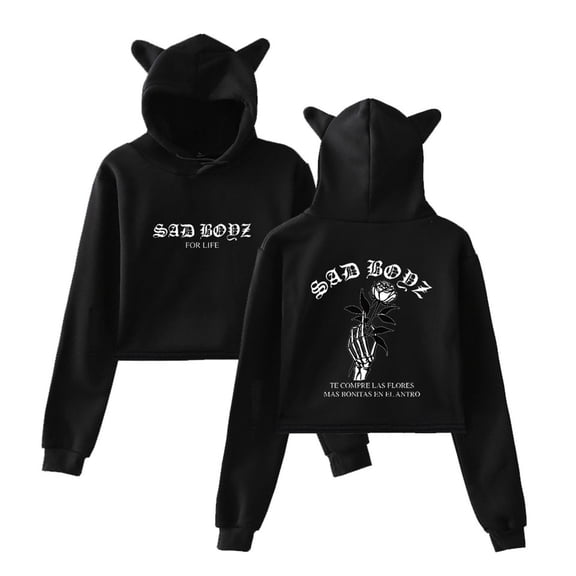 Junior H Sad Boyz Tour Cat Ear Hoodie Casual Pullover Hip Hop Bear Ear Sweatshirt