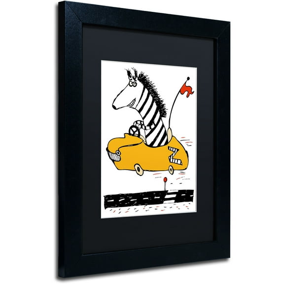 Trademark Fine Art "Zippy Zebra" Canvas Art by Carla Martell, Black Matte, Black Frame