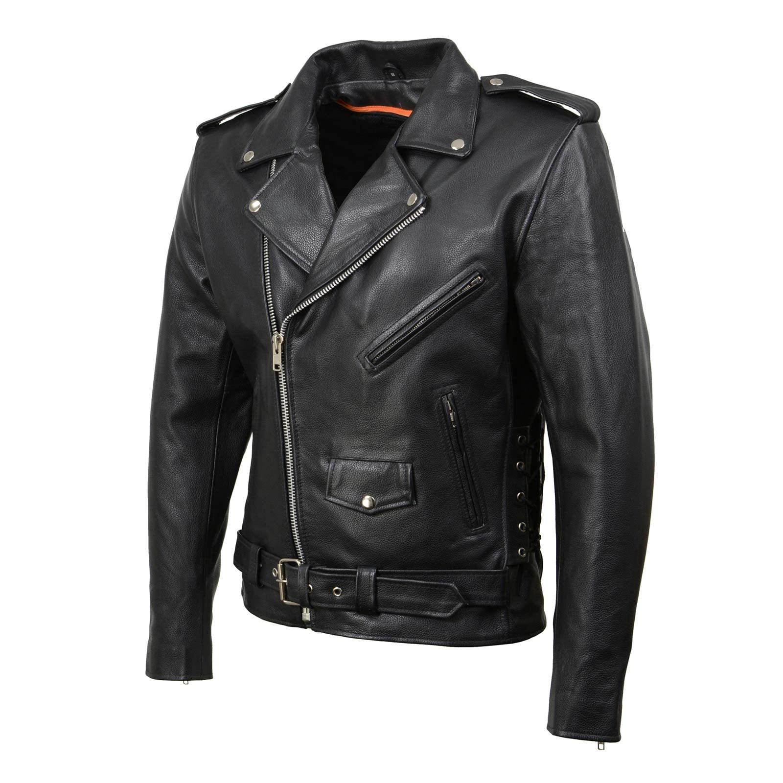 Milwaukee Leather SH1011 Black Classic Brando Motorcycle Jacket for Men  Made of Cowhide Leather w/ Side Lacing Medium