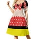 thumbnail image 4 of Vestido largo retro de manga corta con círculos blancos y negros estilo pop art para mujer, estilo coreano., 4 of 8