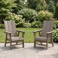 thumbnail image 3 of WestinTrends Ashore Outdoor Patio HDPE Plastic Modern Adirondack Dining Chairs (Set of 2), Weathered Wood, 3 of 17