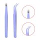 thumbnail image 3 of 2Pcs Stainless Steel Nail Art Tweezers Anti static Straight Curved Manicure Tweezers Purple, 3 of 4