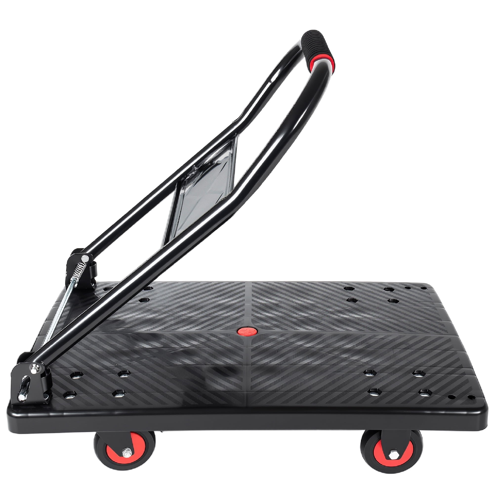 Foldable Platform Truck Dolly, 330lbs Heavy‑Duty Push Handcart with 4'' TPR 360° Silent Swivel Wheels & 4 Steel Load‑Bearing Beams for Warehouse Garage Home Moving