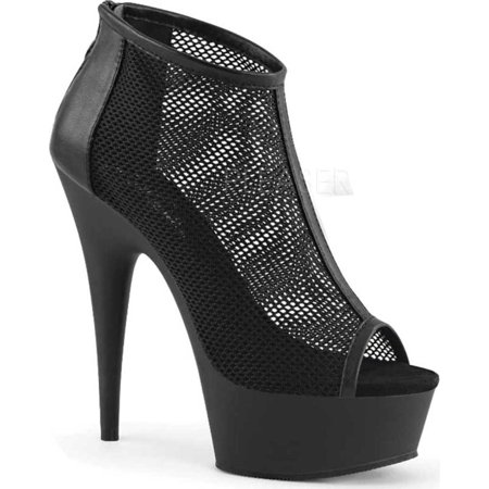 

Women s Pleaser Delight 600-12 Peep Toe Mesh Bootie