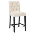 thumbnail image 2 of WestinTrends Hayes Black Bar Stools with Back, Modern Linen Upholstered Button Tufted Kitchen Island Counter Height Chairs Solid Wood Legs, Beige, 2 of 11