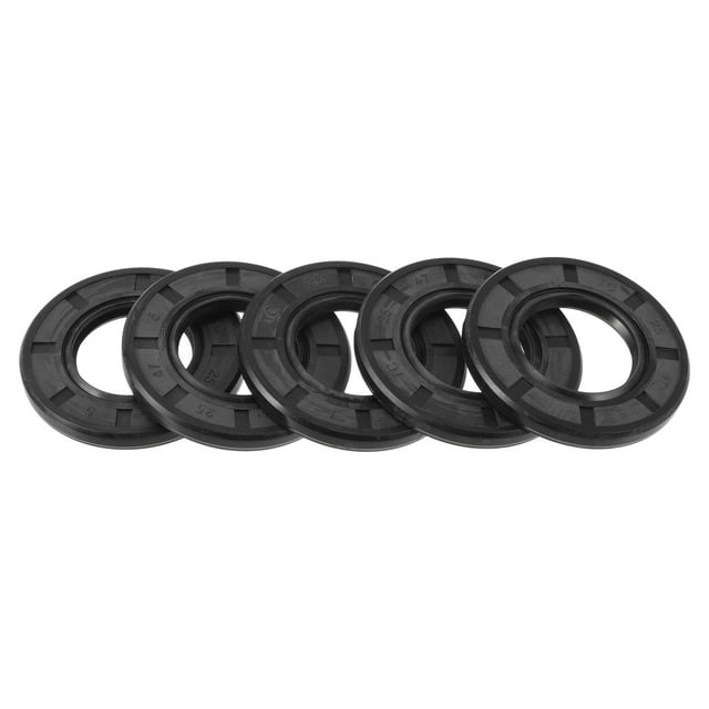 Sello de aceite universal Unique Bargains TC de doble labio con resorte de acero, sello de eje rotativo 25x47x5mm, alta presión, caucho NBR negro, 5 Pcs