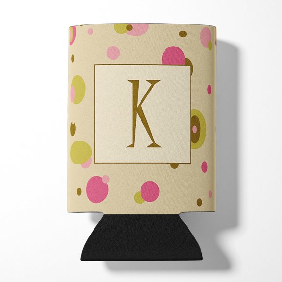 Letter K Initial Monogram - Tan Dots Can or Bottle Hugger