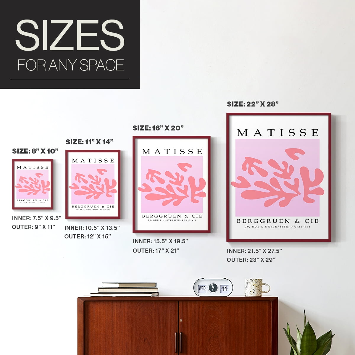 Matisse CCCXLII in Red Solid Wood 22 x 28 Framed Print