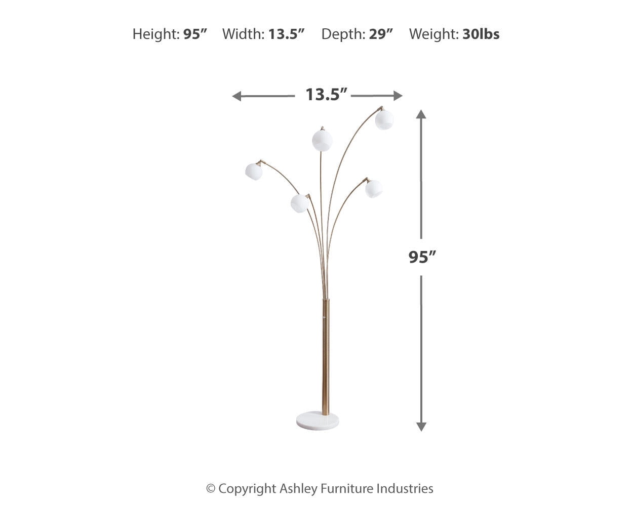 Signature Design by Ashley Contemporary Taliya Arc Lamp  Champagne/White