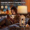 thumbnail image 4 of Table Lamp for Living Room, Farmhouse Lamps Set of 2 with USB A+C and Nightlight, 26" Rustic Bedside Lamps with 3-Way Dimmable Touch Control, Nightstand Lamp for Bedroom Decor, Wood Grain, 4 of 14