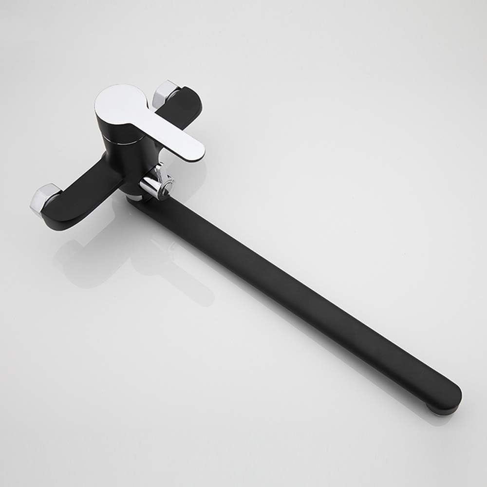 Bathroom Brass Bathtub Faucet Black Chrome Bath Shower Mixer Tap with ABS Handheld Shower Head and Stainless Steel Swivel Bathtub Spout