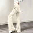thumbnail image 6 of OGLCCG Girls Skirted Flare Leg Pants, Side Drawstring 2-in-1 Skort Yoga Pants Stretchy Athletic Bell Bottoms for Dance(White,7-8 Years), 6 of 8
