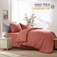 thumbnail image 2 of NEXHOME PRO Duvet Cover Set 100% Cotton Organic Jersey Knit - 3 Pieces Bedding Sets Soft Breathable Comforter Cover with Zipper Closure Queen Size, Rust Red (Comforter Not Included), 2 of 5