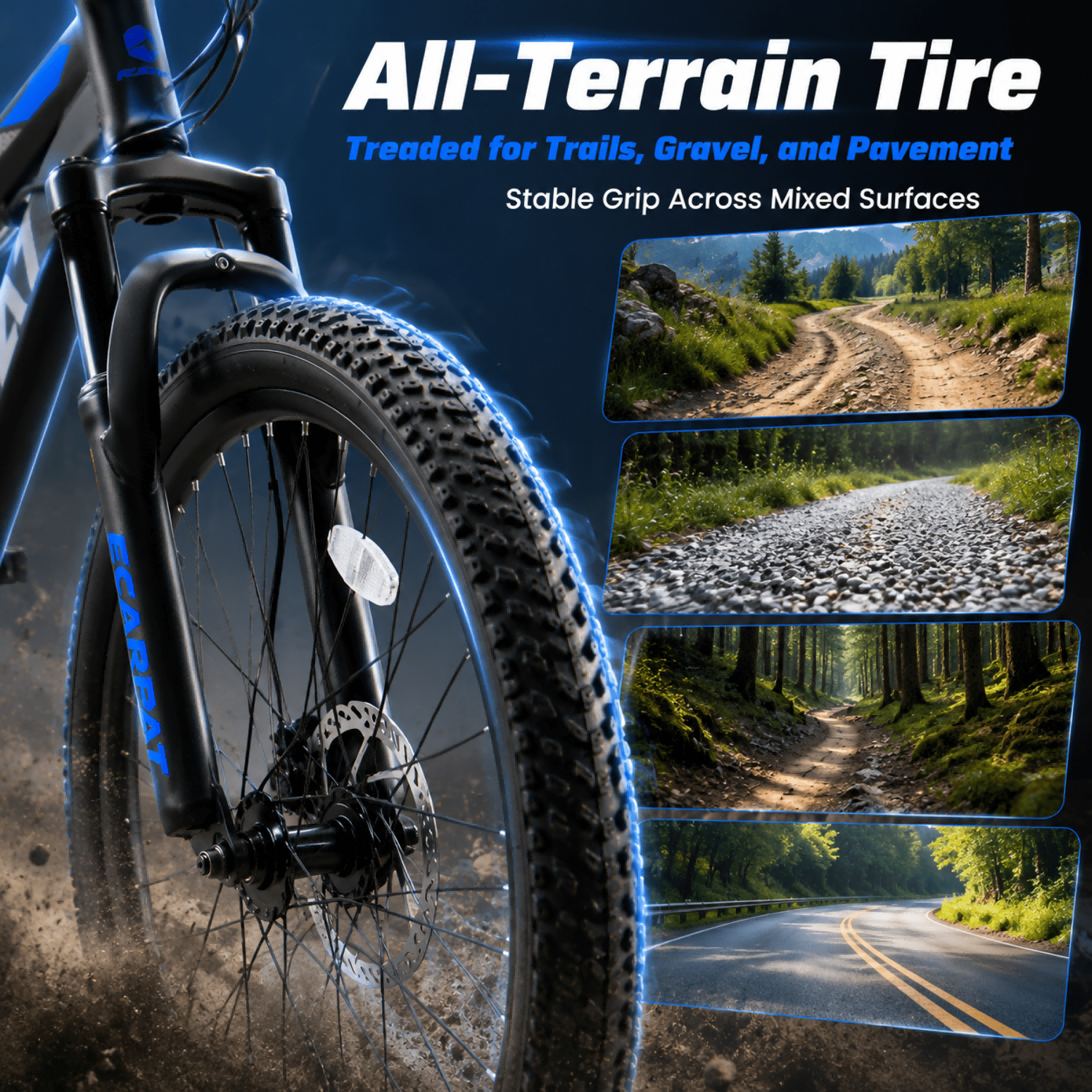 FUPOJH 26" Full Suspension Mountain Bike,21-Speed,Disc Brakes,250lb,Adult Unisex All-Terrain Bike,Black