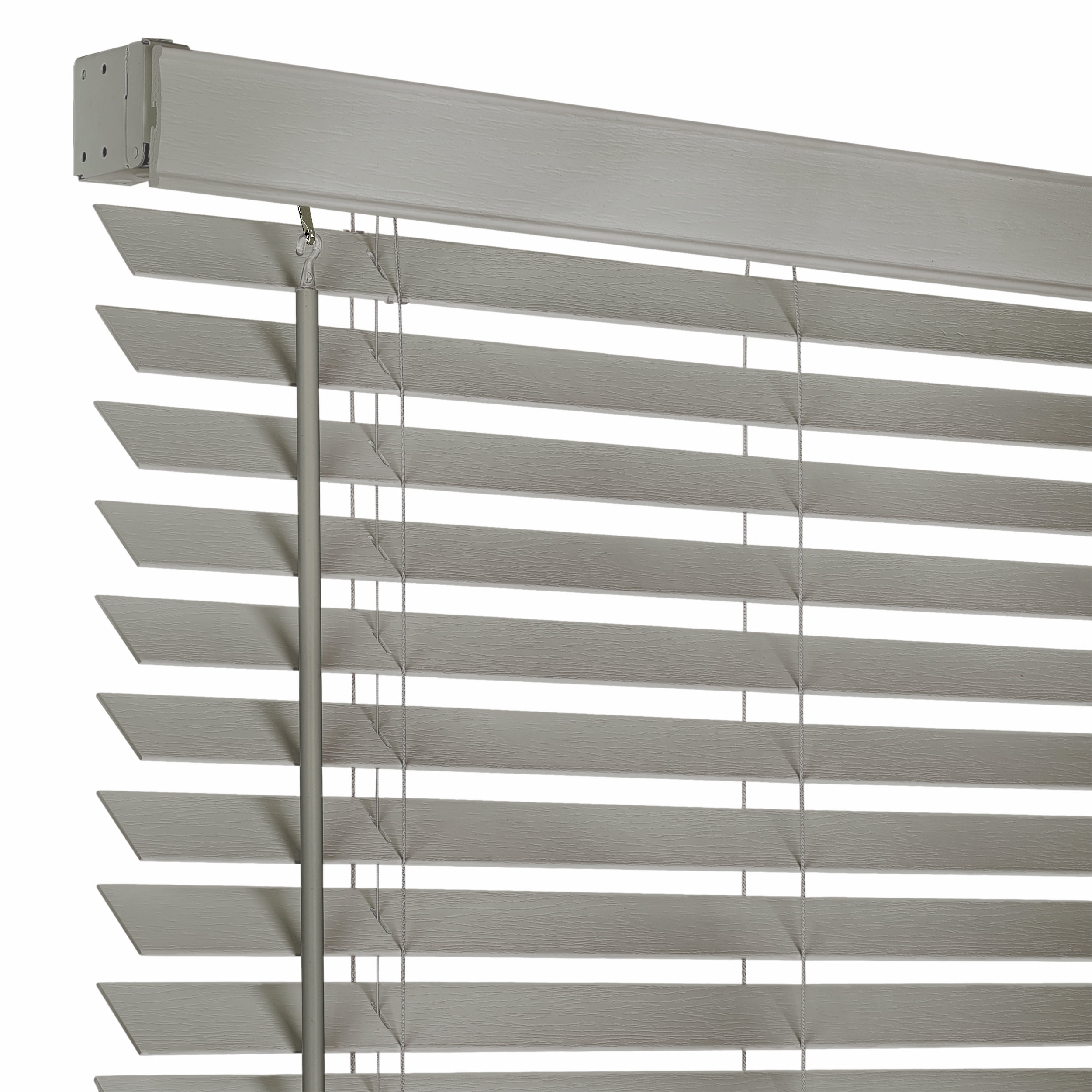 Achim GII Madera Falsa Indoor Cordless Grey Vinyl Room Darkening Window Faux Wood Blind, 64" L x 34" W