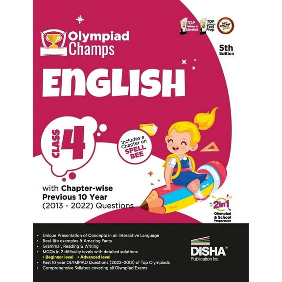 Olympiad Champs English Class 4 with Chapter-wise Previous 10 Year (2013 - 2022) Questions 5th Edition Complete Prep Gui, (Paperback)