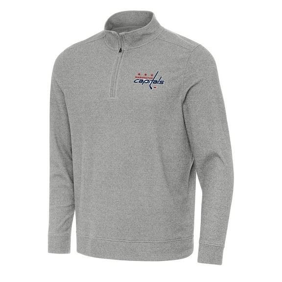 Men's Antigua Heather Gray Washington Capitals Subtle Quarter-Zip Sweatshirt