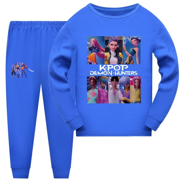 Pop Stars Dem on Hunter Pajamas Set,HUNTR/X Rumi,Mire Zoeyy Kids Long Sleeve Pajamas,Family Matching Pajamas with Cartoon Print Soft Breathable Sleepwear for Nightwear