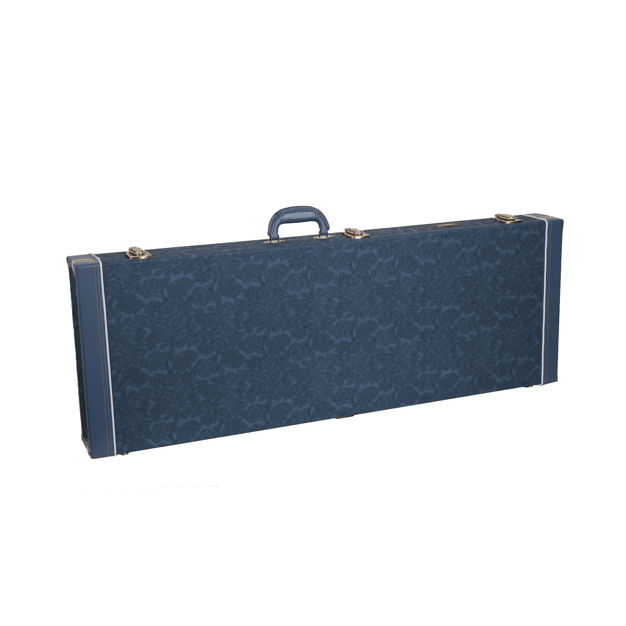 Crossrock Relief Series - Premium Wooden Case for Jazzmaster/Jaguar Style Electric Guitars, featuring a Highly Textured Surface and Mink Imitation Fleece Interior - Smoke Blue