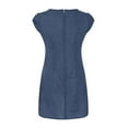 thumbnail image 3 of Women Casual O-Neck Short Sleeve Button Solid Dress with Pocket Loose Mini Dress, 3 of 5