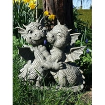 Ebros Fiery Romance Dragon Lovers Garden Statue Faux Stone Resin Finish 10" H