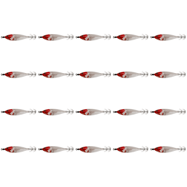 Anzuelos Luminosos Calamar 5 7g/8cm Anzuelo Doble para Pesca Nocturna () Rojo Y Blanco