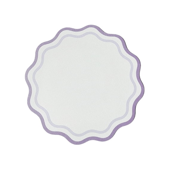 OIUR Faux Leather Scalloped Placemat Heat-Resistant Non-slip Heat Insulation Waterproof Dining Table Protection Decoration Pad Kitchen Supplies