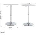 thumbnail image 3 of 23.6" Round Bar Table, Adjustable Height Bar Table, Modern Cocktail Bar Table with MDF Top and Metal Base, Bistro Pub Table Suitable for Café, Kitchen Island, Bar Counter, White, 3 of 7