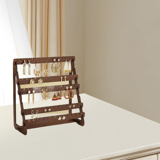 Organizador de joyas Perfecl Base de madera soporte para pendientes estante de joyería 25 cm x 11 cm x 25 cm