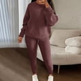 thumbnail image 2 of Kaemgyyd Women 2 Piece Lounge Sets Fall Outfits Plus Size Sweatsuits Loose Crew Neck Sweater Pullover Drawstring Leggings Knitwear Set, 2 of 6