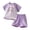 Purple, variant on HVOBTTY Toddler Kid's Print Raglan Crew Neck Short Sleeve Top Elastic Waist Solid Color Short Pant 2 Piece Sport Casual Outfit Suits