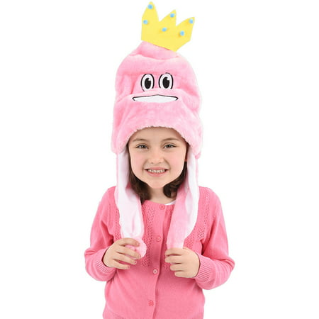 Child's Pink Princess Smiling Emoji Emoticon Pom Pom Hat Costume Accessory