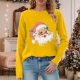 thumbnail image 2 of larppty Christmas Shirt for Women Novelty Pink Santa Xmas Graphic Long Sleeve Holiday Pullover Tops (Yellow, S), 2 of 8
