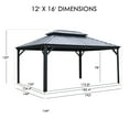thumbnail image 7 of Kozyard Apollo 12’x16’ Hardtop Gazebo, Wooden Coated Aluminum Frame with Galvanized Steel Double Roof, Outdoor Permanent Metal Pavilion with Netting for Patio, Deck and Lawn (12ft x 16ft), 7 of 7