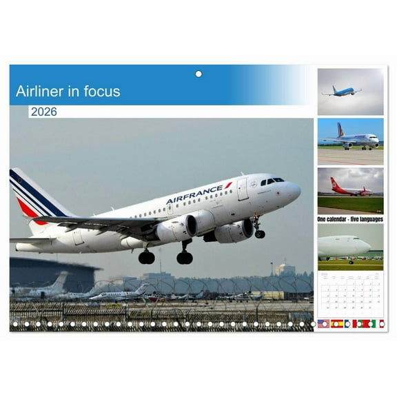 Airliner in focus (Monthly Wall Calendar 2026 16.5 x 23.4 (open)), CALVENDO 14 Month Calendar