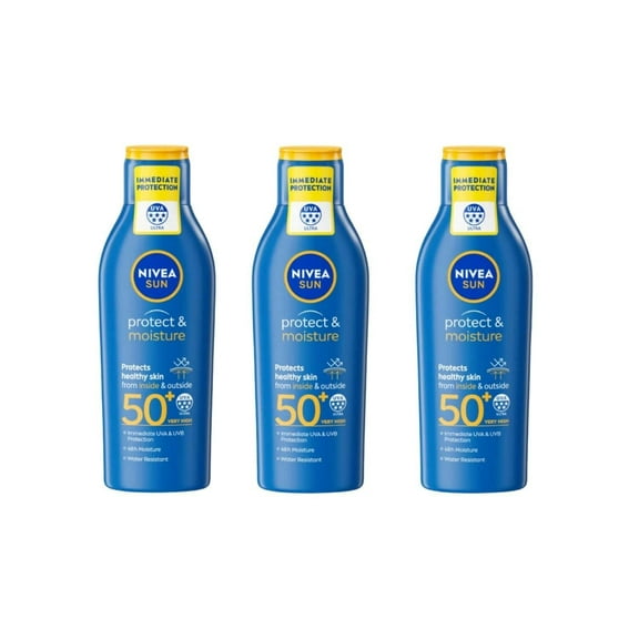 Nivea Sun Protect & Moisture Sun Cream Lotion SPF50  200ml / 6.8 fl.oz - 3 Pack