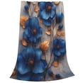 thumbnail image 2 of Pofeuu Elegant Blue Gold Blooms Print Ultra-Soft Micro Fleece Blanket,for Bed Or Sofa,All Season Throw Blankets Flannel Blanket-80"x60", 2 of 7