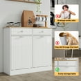 thumbnail image 2 of Living Room Trash Bin Two-Compartment Tilt-Out Trash Cabinet, Pet Proof Kitchen Trash Cabinet with Cutting Board, Free Standing Laundry Sorter Cabinet, Laundry Hamper, White,Primary Living Space Tras, 2 of 13