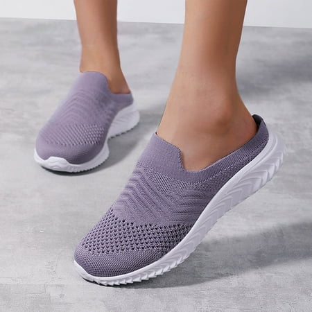 

NEGJ Womens Shoes Solid Color Casual Shoes Mesh Hollow Breathable Fashion Flat No Heel Sport Shoes