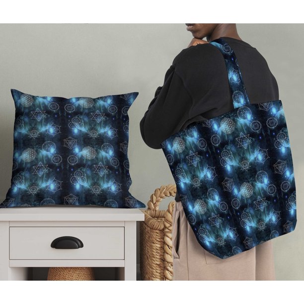tissu coton sac toile imprimÃ© Soimoi Toile de Popeline de Coton Bleu Peur Géométrique Galaxy Tissu Imprime  par Yard 58 Pouces de Large