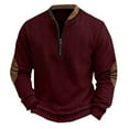 thumbnail image 5 of Puntoco Polo Shirts for Men Golf Shirts Long Sleeve Zip Up Lapel Business Smart Casual Tops Henley V Neck Rugby Coats for Men Wine XL(XL), 5 of 5