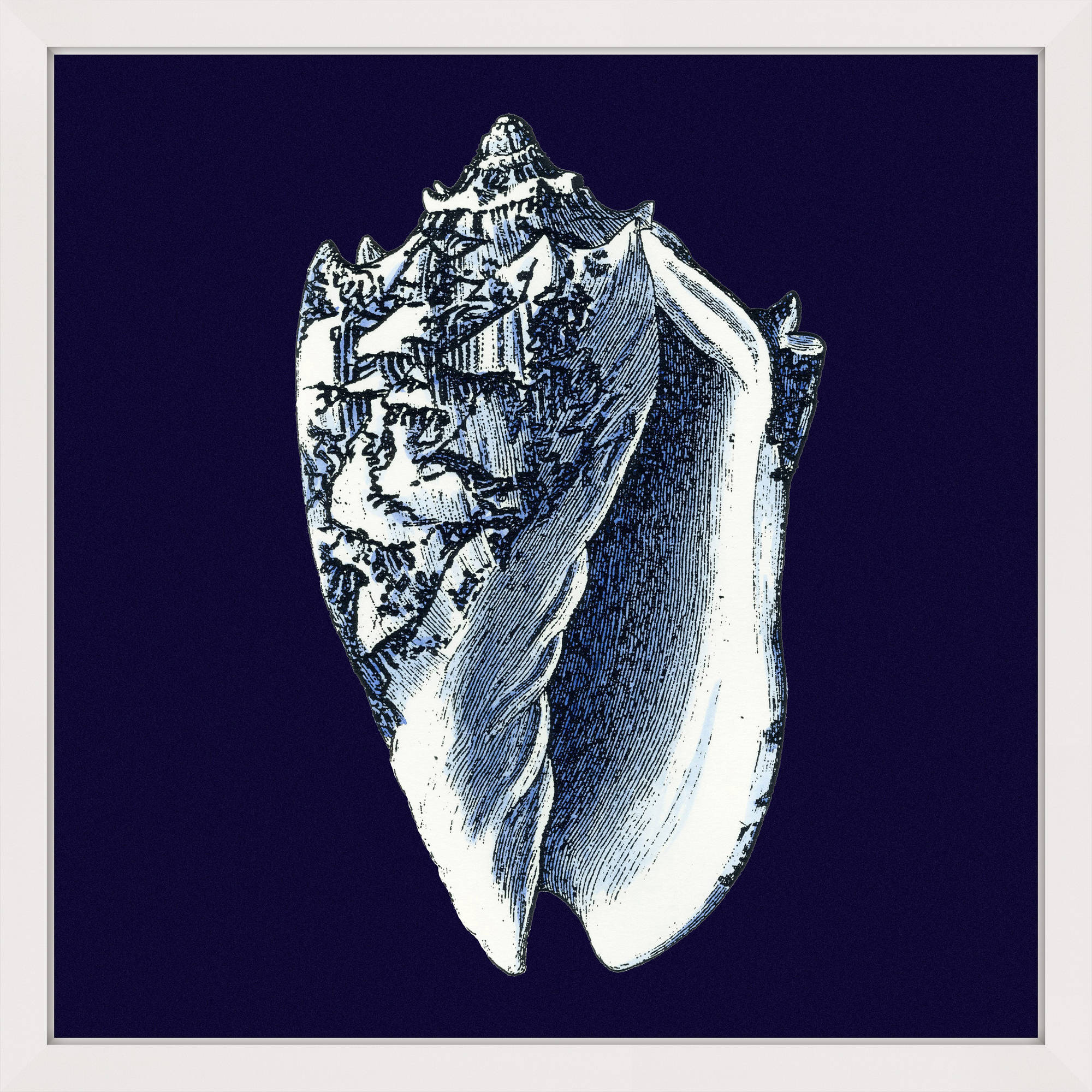 Marmont Hill "Indigo Shell II" Framed Painting Print