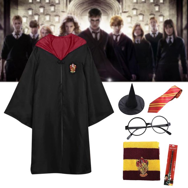 Toga Mágica De La Academia Juego de 6 piezas Potter Cosplay Durable Harry Outfits Negro para adulto (155)