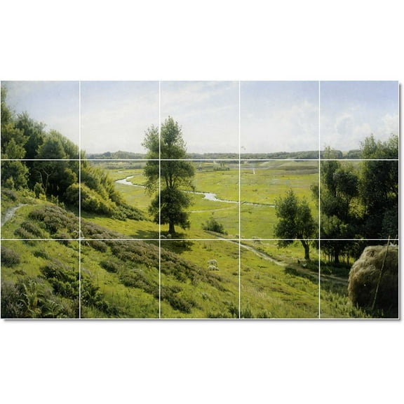Ceramic Tile Mural-Peder Mork Monsted Landscapes Painting 395. 21.25" w x 12.75" h using (15) 4.25 x 4.25 ceramic tiles
