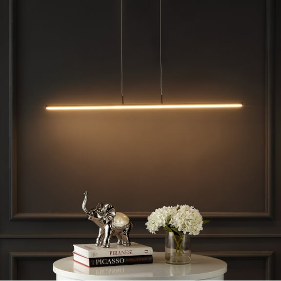 JONATHAN Y Conley 39.5" Dimmable Adjustable Integrated LED Metal Linear Pendant, Dark Brown