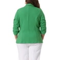 thumbnail image 3 of Agnes Orinda Plus Size Blazer for Women 3/4 Ruched Sleeve Open Front Lightweight Work Office Suit Jacket 2X Green, 3 of 6