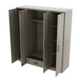 thumbnail image 6 of 4-Door Wardrobe Cabinet Closet with Storage Shelves and 1 Drawer &Hanging Rail ,Bedroom Organizer, Grey, 6 of 8