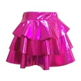 thumbnail image 3 of XAOFW Girls Skirts Glitter Tiered Cake Ruffle Hem Shiny Tutu Pleated Fashionable Cozy Club Party Skirt, 3 of 4