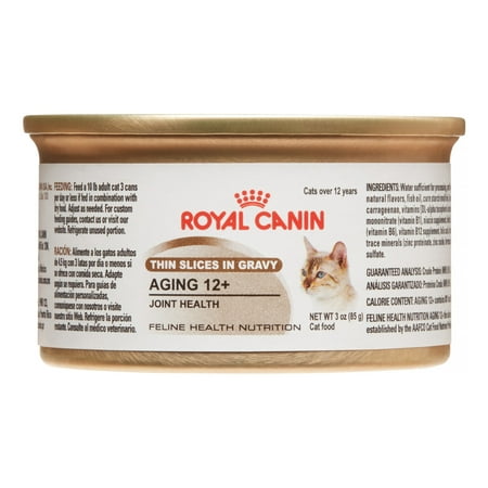 Royal Canin Feline Health Nutrition Aging 12+ Thin Slices in Gravy All Breeds Senior Wet Cat Food, 3 Oz. Can (24